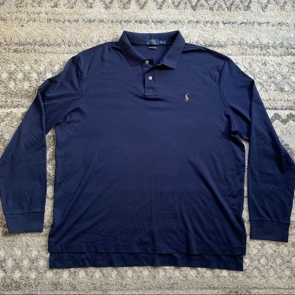 Polo Ralph Lauren NavyΒ Long Sleeve Pima Soft Touch Polo XXL